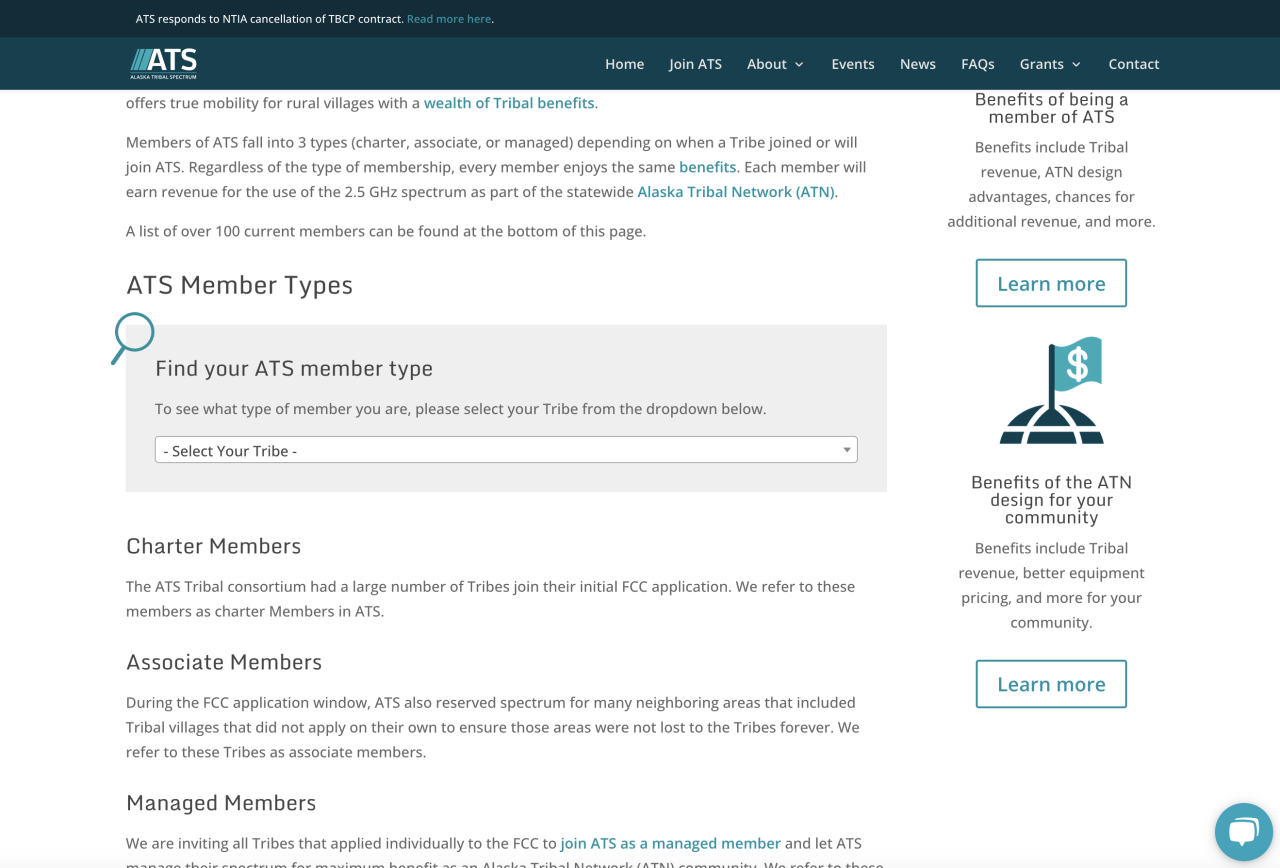 ATS tribe search function page